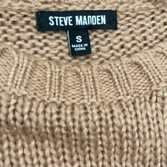 Steve Madden Lucie Sweater Hazelnut Cropped Bubble Sleeve Size Small Slinky Knit - Picture 7 of 9